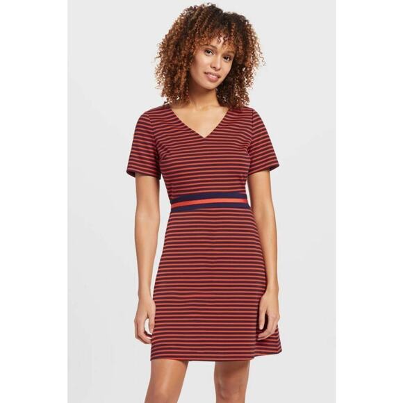 Draper James Red & Navy Stripe Knit Dress Size L - Picture 1 of 6